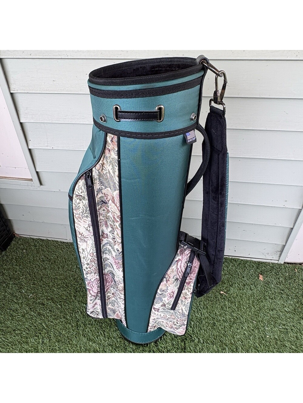 Vintage Hunter Sports USA Golf Bag Floral Tapestry 3-Way Carry – Made in USA - Picture 8 of 13